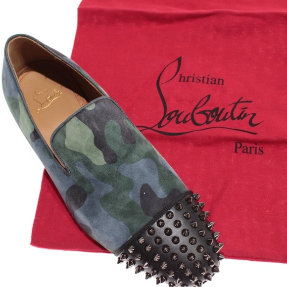 Christian Louboutin NEW Loafers Size 41 8.5 Spooky Flat In Green / Blue Camo 🔥🔥🔥